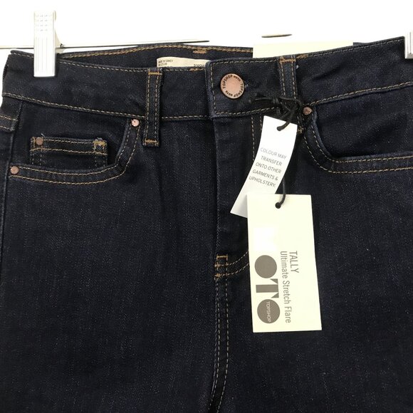 Topshop Moto Tally Dark Blue Ultimate Stretch Flare Jeans W25 L32 Mid Rise - Picture 8 of 15